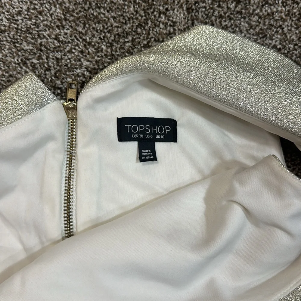 Topshop Tinsel gold one shoulder sparkle glitter dress 6 - Picture 8 of 13
